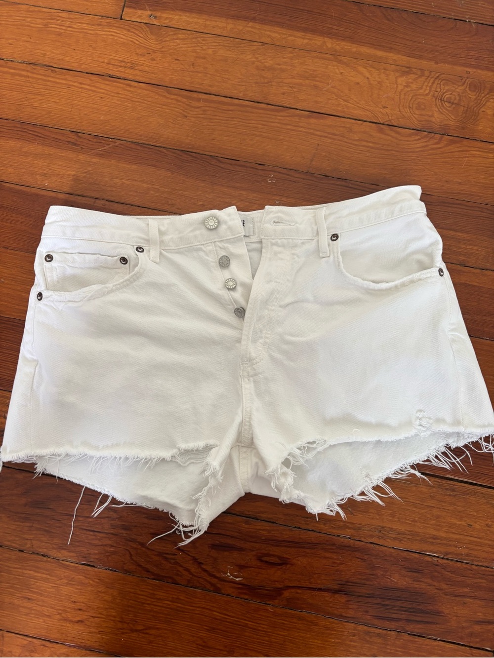 Agolde parker White Raw-Hem Denim Shorts